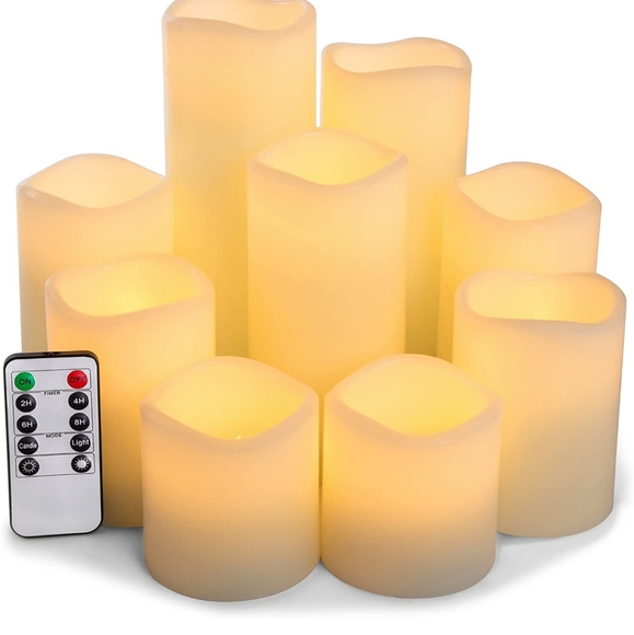 Large Set of 9 Flameless Candles, Battery Operated, LED, Real Wax - Picture 6 of 6